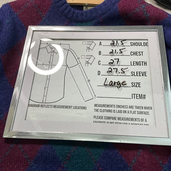 Shannon 100% Shetland Wool Argyle Sweater Large Mens Blue Green Red Made In Irel - Picture 6 of 6